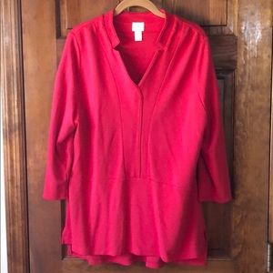 Chico’s red shirt Size 2 (medium/large) 3/4”sleeve